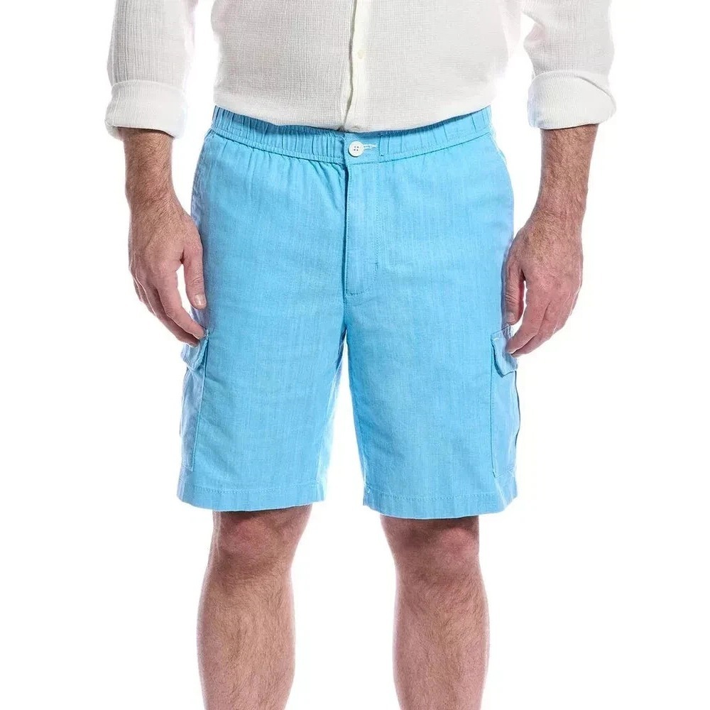 Tommy Bahama Linen The Dream 9" Cargo Shorts Mens Medium Blue Alfresco